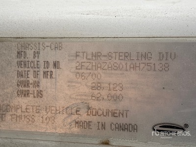 2011 Sterling LT9511 6x4 Cab and Chassis