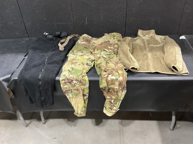 (2) Pairs of Cold Weather Trousers, (59) Cold Weather Jackets & Assorted Items