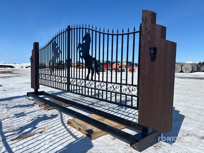 19 ft x 8 ft 10 in Steel Heavy Duty Bi-Parting Driveway Gate (Unused)