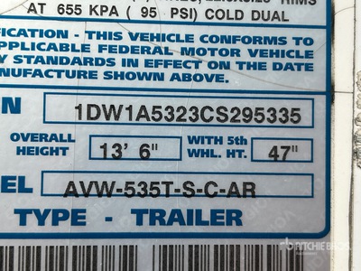 2012 Stoughton AVW-535T-S-C-AR 53 ft x 102 in T/A Van Trailer