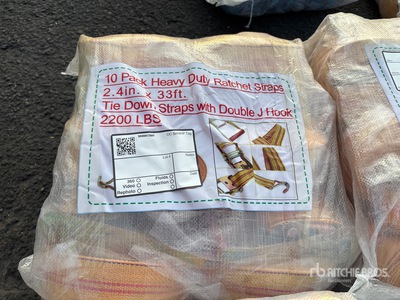 Quantity of (10) 2.4 in x 33 ft Yellow Heavy Duty Ratchet Straps