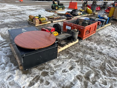 Quantity of (5) Pallets of Metal chop saw,, oil hose reel, 4drawer file cabinet, socket sets, wrenches