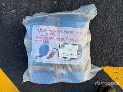 Quantity of (10) 2.4 In x 33 Ft Blue Heavy Duty Ratchet Straps