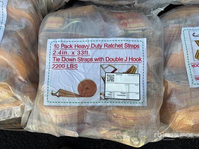 Quantity of (10) 2.4 In x 33 Ft Yellow Heavy Duty Ratchet Straps