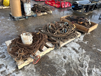 Quantity of (3) Pallets of Lifting slings and chains