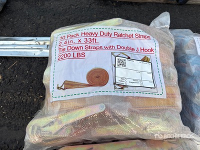 Quantity of (10) 2.4 In x 33 Ft Yellow Heavy Duty Ratchet Straps
