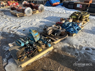 Quantity of (4) Pallets of Slings, clevices, tie down straps