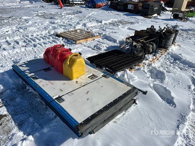 Quantity of (4) Pallets of Pump w/hose, Nuts & bolts, Cable tensioners, pre-cut steel stair treads, doors