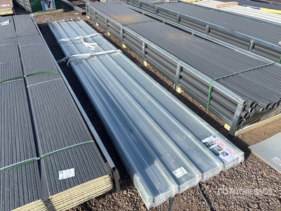 Quantity of (50) 35 In x 19.69 Ft Corrugated Polycarbonate Roof Panel (Unused)