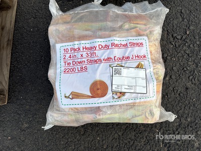 Quantity of (10) 2.4 In x 33 Ft Yellow Heavy Duty Ratchet Straps