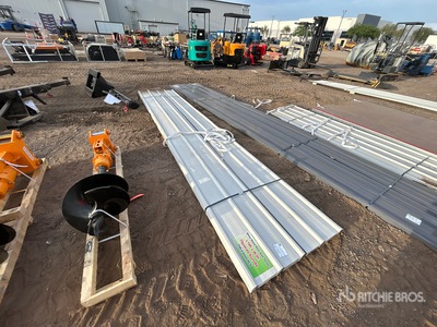 Quantity of (70) 16 Ft x 3 Ft White Metal Roof Panels (Unused)