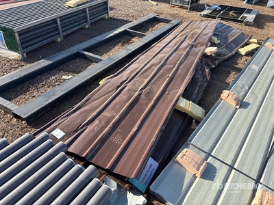 Quantity of (70) 16 Ft x 3 Ft Brown Metal Roof Panels (Unused)