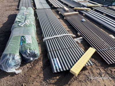 Quantity of (30) 16 Ft x 3 Ft Grey Metal Roof Panels (Unused)