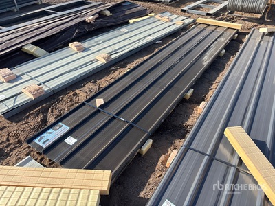 Quantity of (30) 16 Ft x 3 Ft Black Metal Roof Panels (Unused)