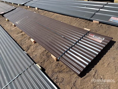 Quantity of (30) 16 Ft x 3 Ft Brown Metal Roof Panels Materiale edile (Unused)