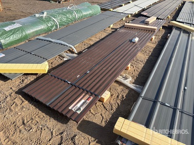 Quantity of (30) 16 Ft x 3 Ft Brown Metal Roof Panels (Unused)