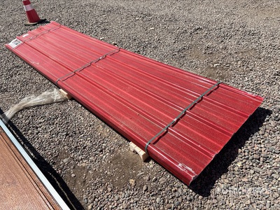 Quantity of (30) 12 Ft x 3 Ft Red Polycarbonate Roof Panel (Unused)
