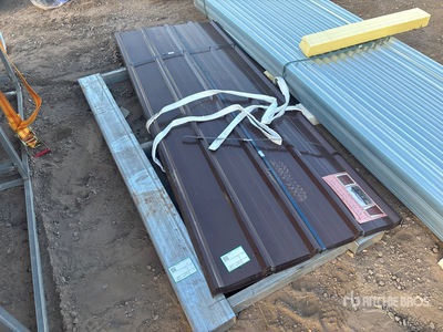 Quantity of (30) 8 Ft x 3 Ft Brown Metal Roof Panels (Unused)