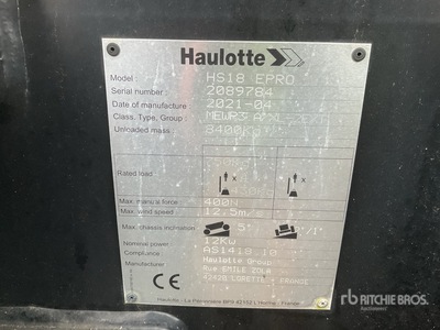 2021 Haulotte HS18E PRO シザーリフト