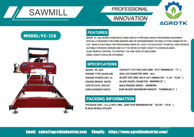 2026 AGT YC32-G Portable Sawmill (Unused)