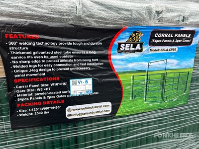 Quantity of (54) 2026 SELA CP56 10 ft x 5 ft Powder Coated Corral Livestock Panel (Unused)