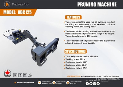 2026 Wolverine ABC125 46 in Articulating Skid Steer Brush Cutter (Unused)