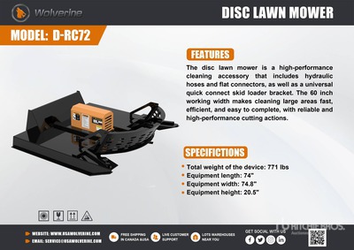 2026 Wolverine D-RC72 Skid Steer Brush Cutter (Unused)