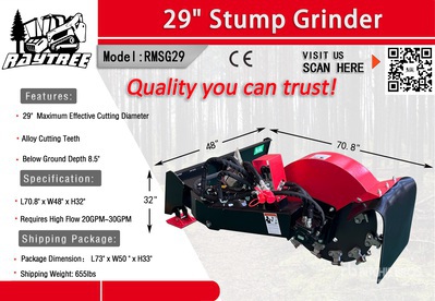2026 Raytree RMSG29 29 in Skid Steer Stump Grinder (Unused)