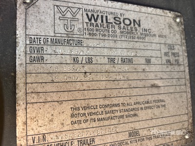 2013 Wilson 48 ft T/A Remorque à plateau