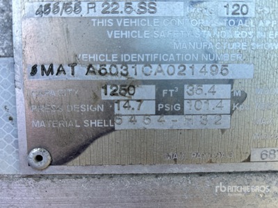 2012 MAC 1250 cft Tri/A Pneumatic Bulk Trailer