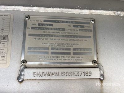 2020 Vawdrey 8.3 m Tri/A B-Double Lead Curtain Side Trailer