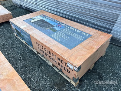 2026 AGR-LS1228 28 ft x 12 ft x 10 ft 6 in Metal Livestock Shelter (Unused)