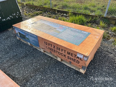 2026 AGR-LS1228 28 ft x 12 ft x 10 ft 6 in Metal Livestock Shelter (Unused)
