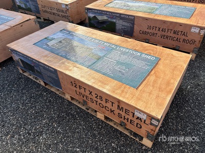 2026 AGR-LS1228 28 ft x 12 ft x 10 ft 6 in Metal Livestock Shelter (Unused)