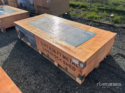 2026 AGR-LS1228 28 ft x 12 ft x 10 ft 6 in Metal Livestock Shelter (Unused)