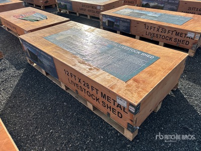 2026 AGR-LS1228 28 ft x 12 ft x 10 ft 6 in Metal Livestock Shelter (Unused)