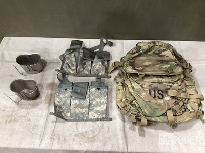 (142) Water Canteen Cups, (80) Bandoleer Ammo Pouches & Assorted Items