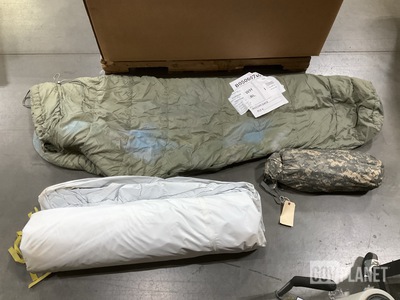 (3) ICS Improved Combat Shelters, (27) Sleeping Bags & Assorted Items