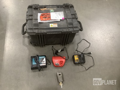 (1) Tool Kit, (2) Padlocks, (15) Assorted Battey Chargers & Assorted Items
