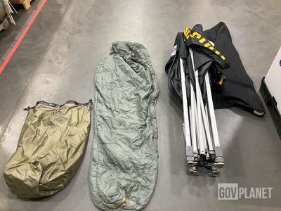 (1) E-Z Up Tent, (15) Sleeping Bags, (13) Waterproof Liners & Assorted Items