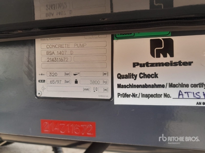 2026 Putzmeister BSA1407D Bomba de Concreto (Sin Usar) / مضخة خرسانة (Unused)