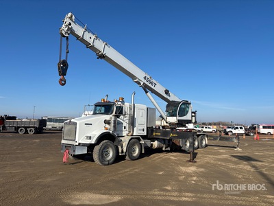 Manitex 4596 45 ton Straight Boom on 2012 Kenworth T800 10x6 Twin-Steer Sleeper Boom Truck