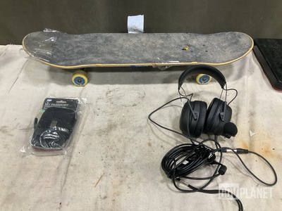 (1) Headset, (20) Protective Carrying Cases, (2) Skateboards & Assorted Items