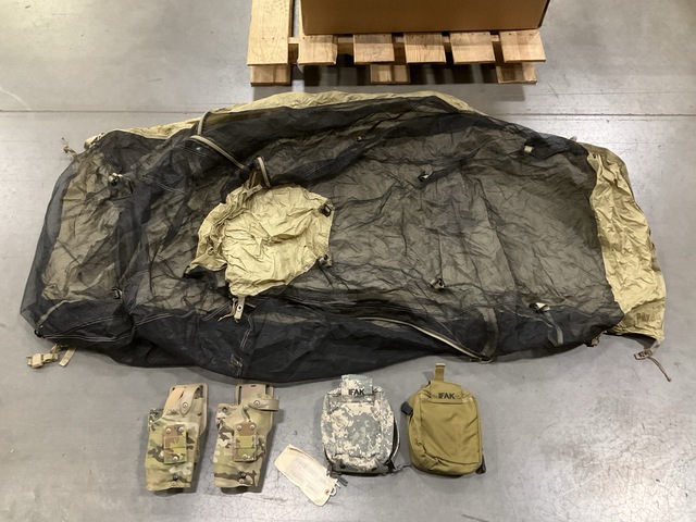 (7) Medical Aid Pouches, (5) Pistol Holsters & Assorted Items