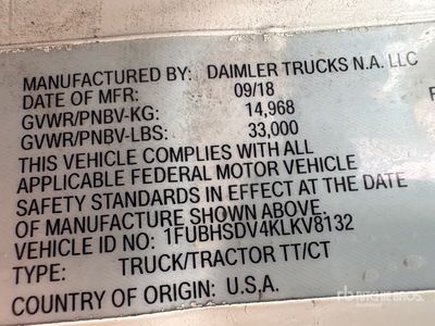 2019 Freightliner Cascadia 116 S/A Day Cab Truck Tractor