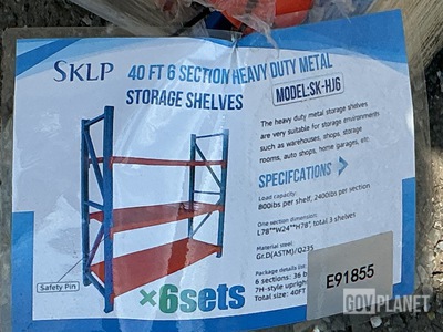 (6) Sets Of SKLP SK-HJ6 Heavy Duty Metal Storage Shelving - Unused