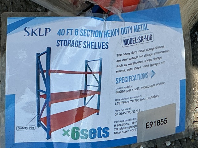 (6) Sets Of SKLP SK-HJ6 Heavy Duty Metal Storage Shelving - Unused