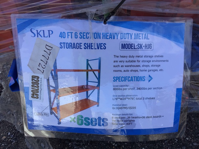 (6) Sets Of SKLP SK-HJ6 Heavy Duty Metal Storage Shelving - Unused