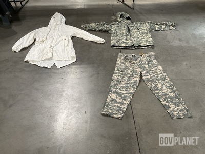 (28) Snow Camouflage Parkas, (10) Wet Weather Jackets & Assorted Items