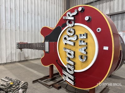 Vintage Iconic Memphis Hard Rock Giant Neon Guitar Sign